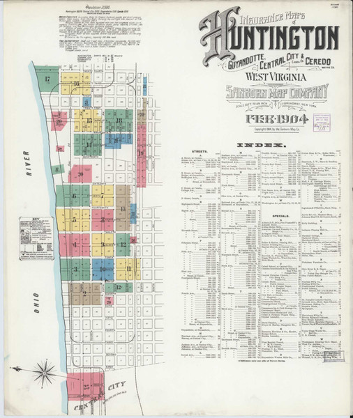 Huntington West Virginia 1904 - Fire Insurance Index - Old Map Reprint