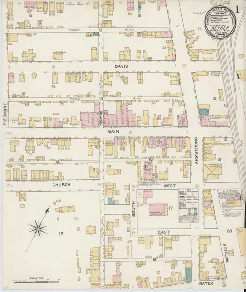 Keyser West Virginia 1892 - Fire Insurance Index - Old Map Reprint
