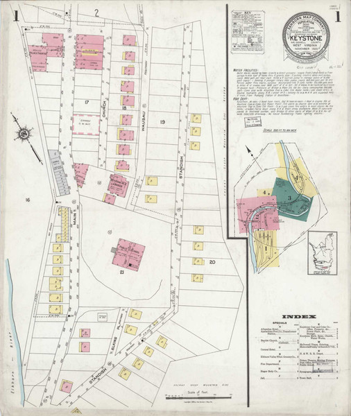 Keystone West Virginia 1923 - Fire Insurance Index - Old Map Reprint
