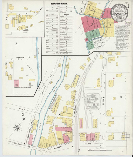 Mannington West Virginia 1908 - Fire Insurance Index - Old Map Reprint