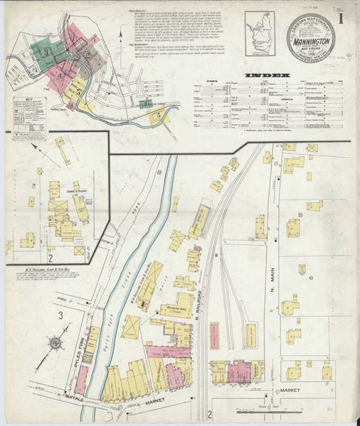 Mannington West Virginia 1913 - Fire Insurance Index - Old Map Reprint