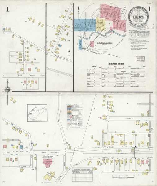 Milton West Virginia 1934 - Fire Insurance Index - Old Map Reprint