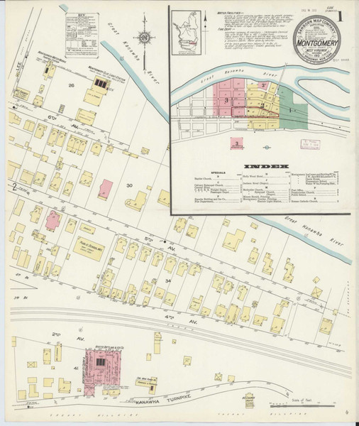 Montgomery West Virginia 1913 - Fire Insurance Index - Old Map Reprint