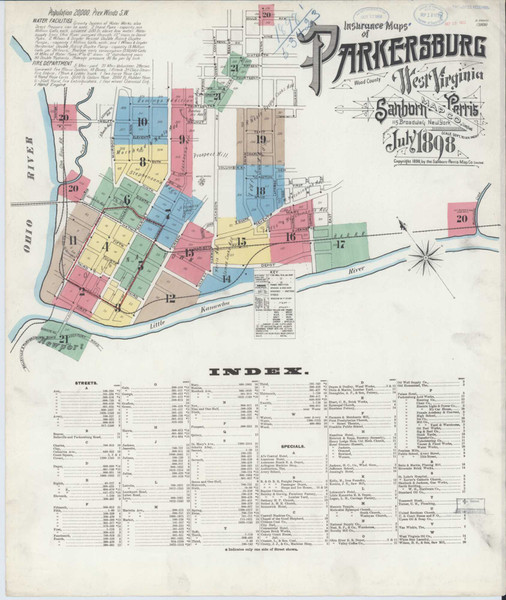 Parkersburg West Virginia 1898 - Fire Insurance Index - Old Map Reprint