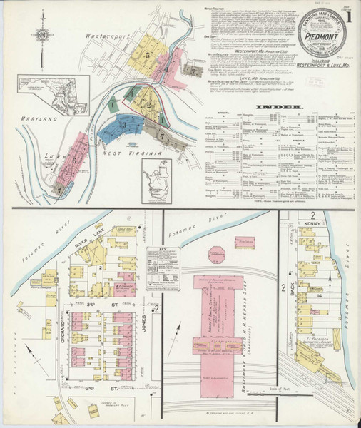 Piedmont West Virginia 1913 - Fire Insurance Index - Old Map Reprint