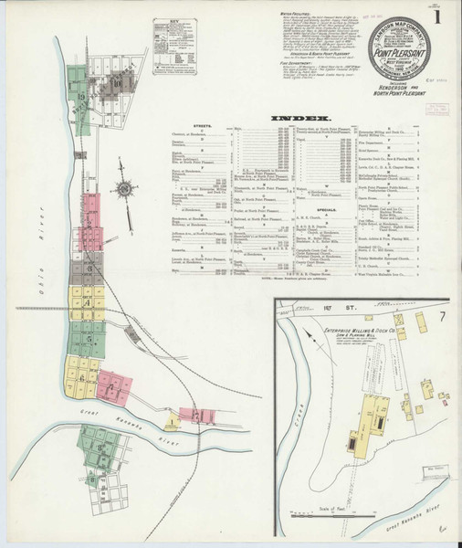 Point Pleasant West Virginia 1910 - Fire Insurance Index - Old Map Reprint