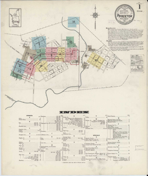 Princeton West Virginia 1915 - Fire Insurance Index - Old Map Reprint