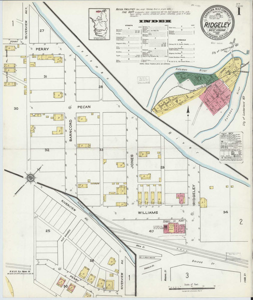 Ridgeley West Virginia 1921 - Fire Insurance Index - Old Map Reprint