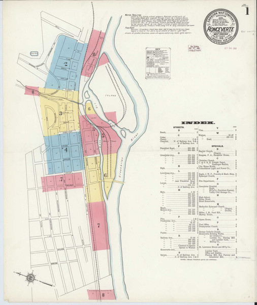 Ronceverte West Virginia 1910 - Fire Insurance Index - Old Map Reprint