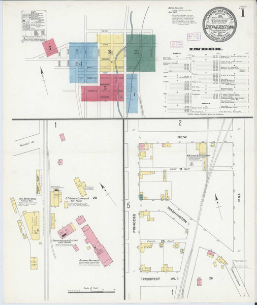 Shepherdstown West Virginia 1909 - Fire Insurance Index - Old Map Reprint