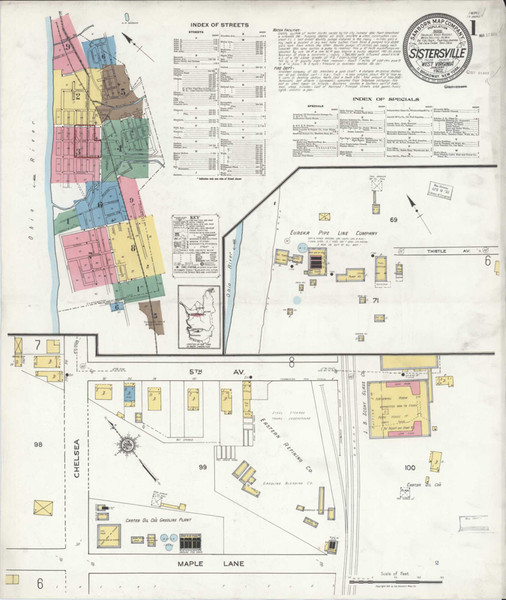 Sistersville West Virginia 1922 - Fire Insurance Index - Old Map Reprint