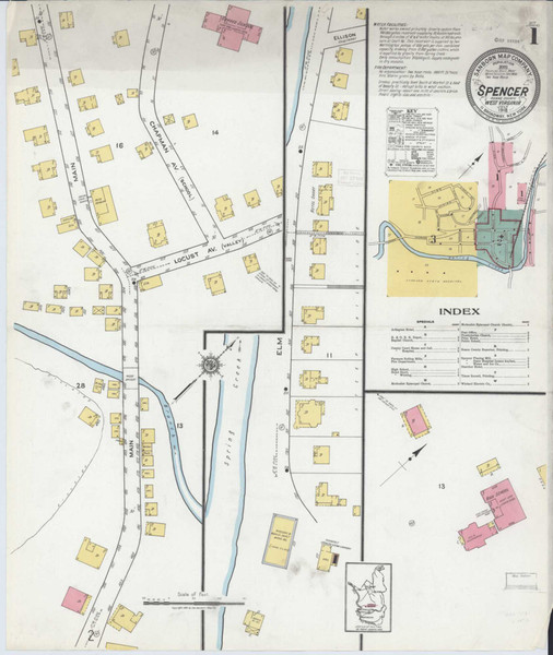 Spencer West Virginia 1918 - Fire Insurance Index - Old Map Reprint