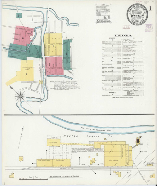 Weston West Virginia 1907 - Fire Insurance Index - Old Map Reprint