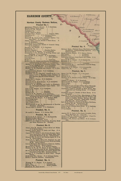 Harrison County Business Directory - Old Town Map Custom Print - Harrison Co., Kentucky 1877