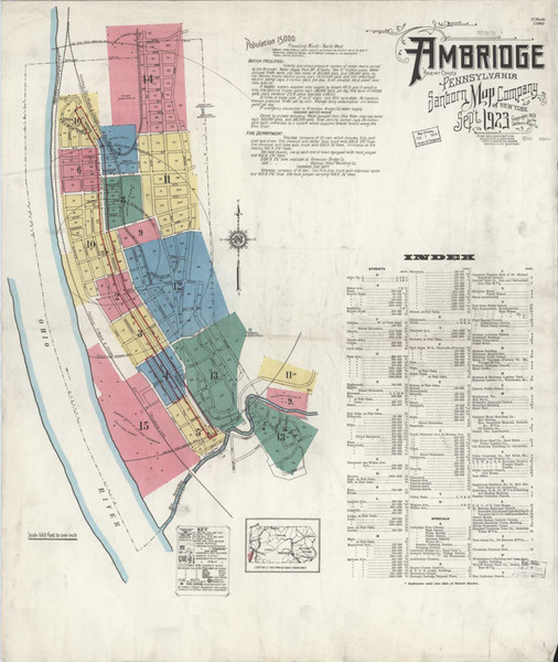Ambridge Pennsylvania 1923 - Fire Insurance Index - Old Map Reprint