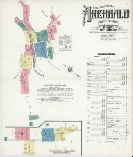 Archbald Pennsylvania 1912 - Fire Insurance Index - Old Map Reprint