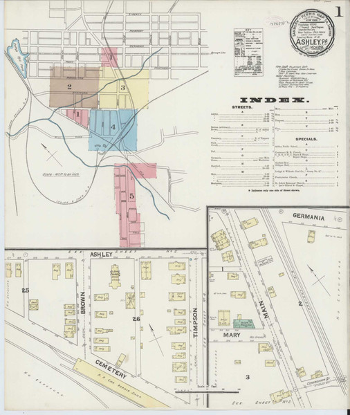 Ashley Pennsylvania 1891 - Fire Insurance Index - Old Map Reprint