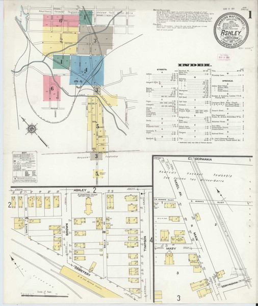Ashley Pennsylvania 1911 - Fire Insurance Index - Old Map Reprint