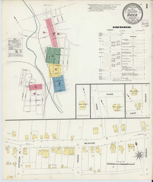 Avoca Pennsylvania 1908 - Fire Insurance Index - Old Map Reprint