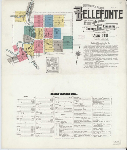 Bellefonte Pennsylvania 1911 - Fire Insurance Index - Old Map Reprint