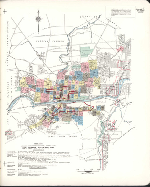 Bethlehem Pennsylvania 1952 - Fire Insurance Index - Old Map Reprint