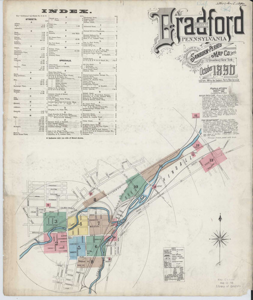 Bradford Pennsylvania 1890 - Fire Insurance Index - Old Map Reprint
