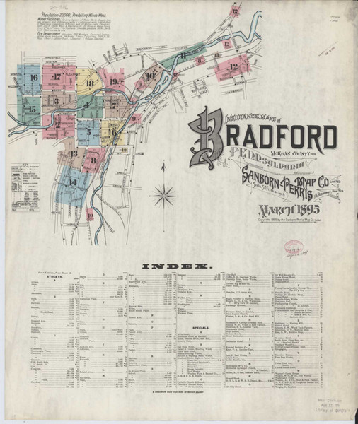 Bradford Pennsylvania 1895 - Fire Insurance Index - Old Map Reprint