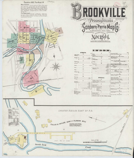 Brookville Pennsylvania 1894 - Fire Insurance Index - Old Map Reprint