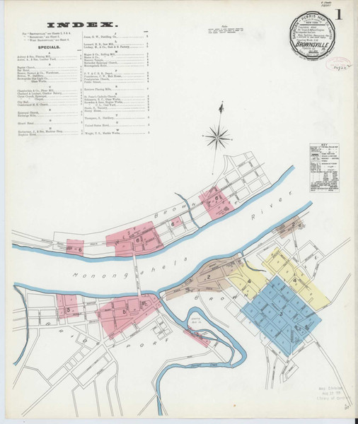 Brownsville Pennsylvania 1891 - Fire Insurance Index - Old Map Reprint