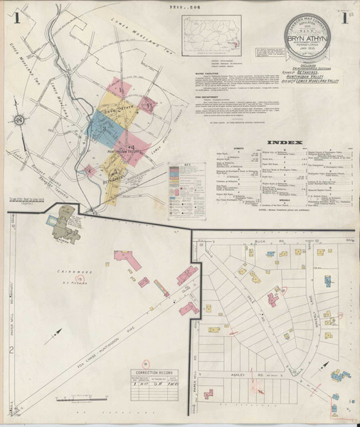 Bryn Athyn Pennsylvania 1941 - Fire Insurance Index - Old Map Reprint