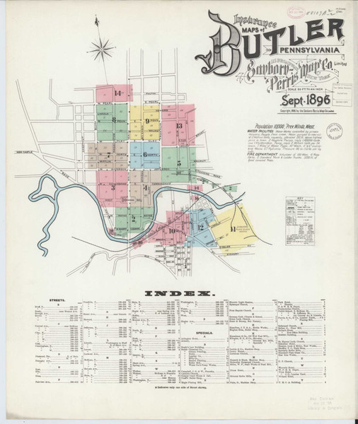 Butler Pennsylvania 1896 - Fire Insurance Index - Old Map Reprint