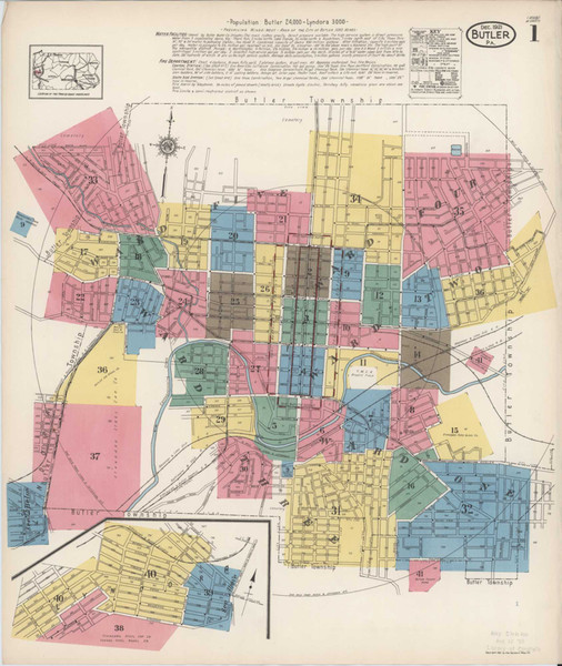 Butler Pennsylvania 1921 - Fire Insurance Index - Old Map Reprint