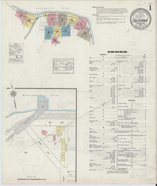 California Pennsylvania 1913 - Fire Insurance Index - Old Map Reprint