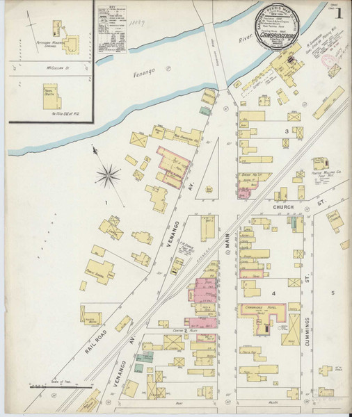 Cambridge Springs Pennsylvania 1895 - Fire Insurance Index - Old Map Reprint