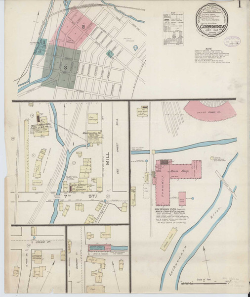 Carbondale Pennsylvania 1885 - Fire Insurance Index - Old Map Reprint