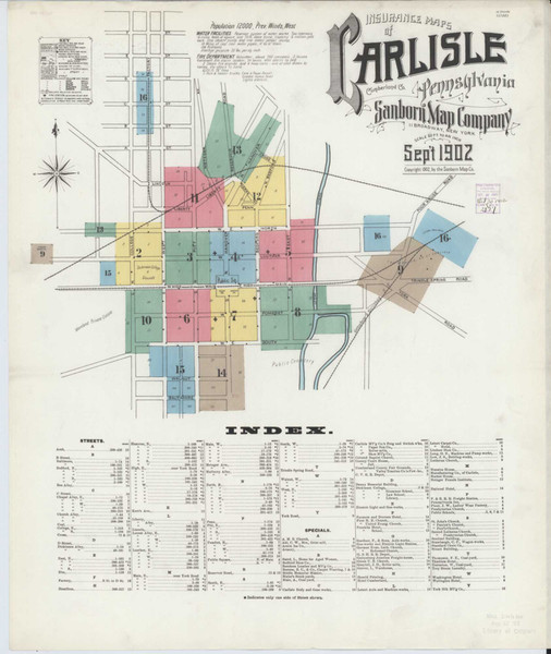 Carlisle Pennsylvania 1902 - Fire Insurance Index - Old Map Reprint