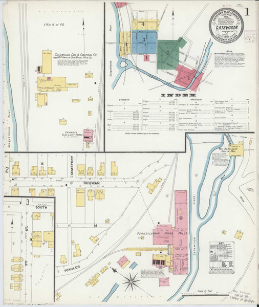 Catawissa Pennsylvania 1907 - Fire Insurance Index - Old Map Reprint