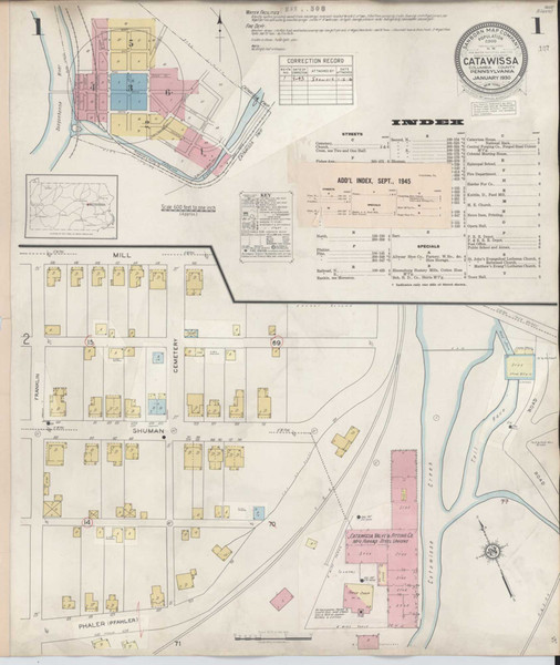 Catawissa Pennsylvania 1945 - Fire Insurance Index - Old Map Reprint