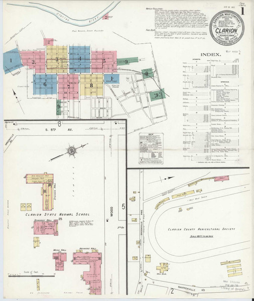 Clarion Pennsylvania 1912 - Fire Insurance Index - Old Map Reprint