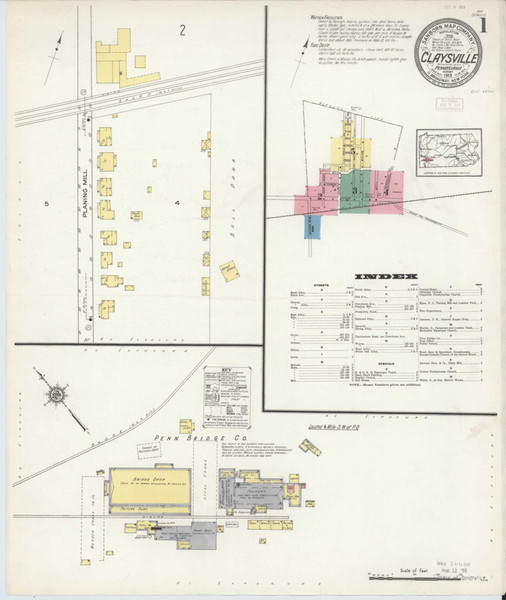 Claysville Pennsylvania 1913 - Fire Insurance Index - Old Map Reprint