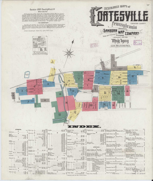 Coatesville Pennsylvania 1909 - Fire Insurance Index - Old Map Reprint