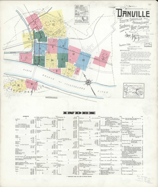 Danville Pennsylvania 1923 - Fire Insurance Index - Old Map Reprint