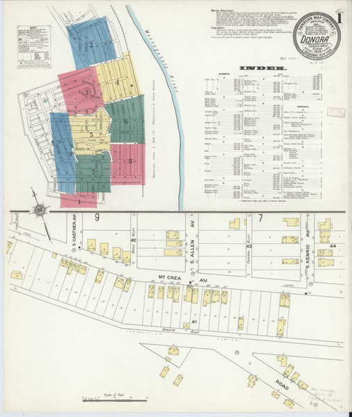 Donora Pennsylvania 1909 - Fire Insurance Index - Old Map Reprint