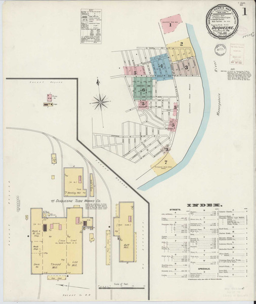 Duquesne Pennsylvania 1896 - Fire Insurance Index - Old Map Reprint