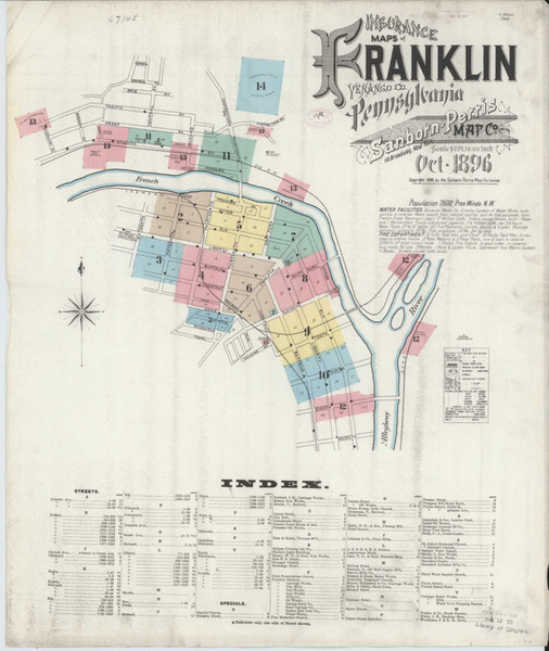Franklin Pennsylvania 1896 - Fire Insurance Index - Old Map Reprint