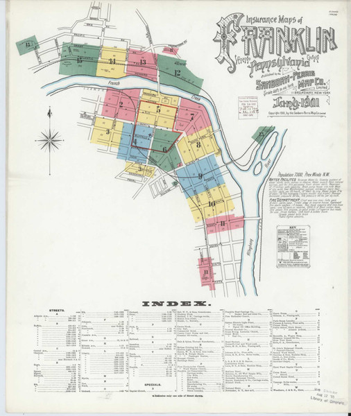 Franklin Pennsylvania 1901 - Fire Insurance Index - Old Map Reprint