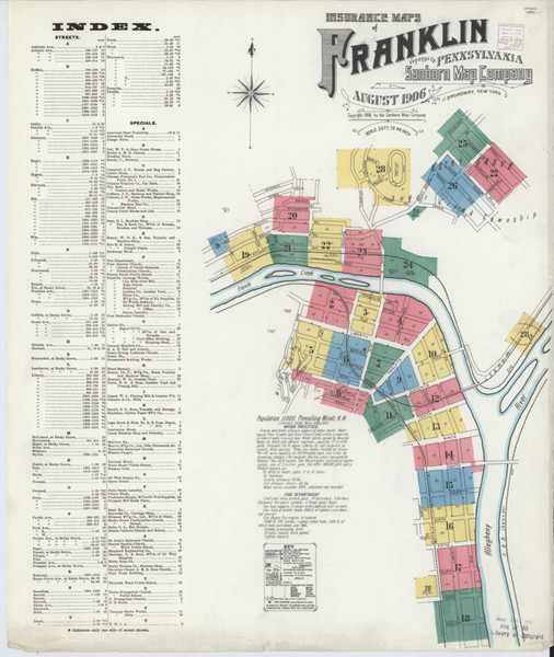 Franklin Pennsylvania 1906 - Fire Insurance Index - Old Map Reprint