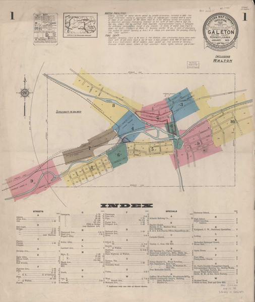 Galeton Pennsylvania 1923 - Fire Insurance Index - Old Map Reprint