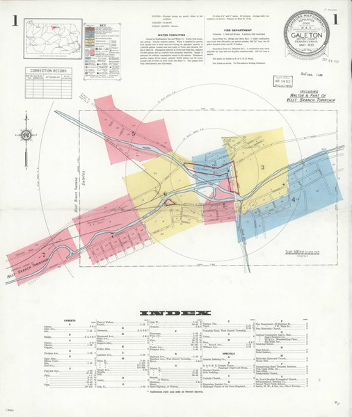 Galeton Pennsylvania 1933 - Fire Insurance Index - Old Map Reprint