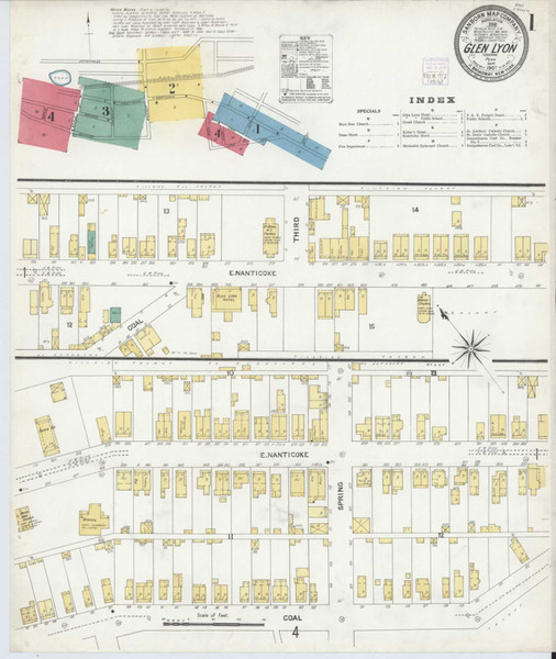 Glen Lyon Pennsylvania 1907 - Fire Insurance Index - Old Map Reprint